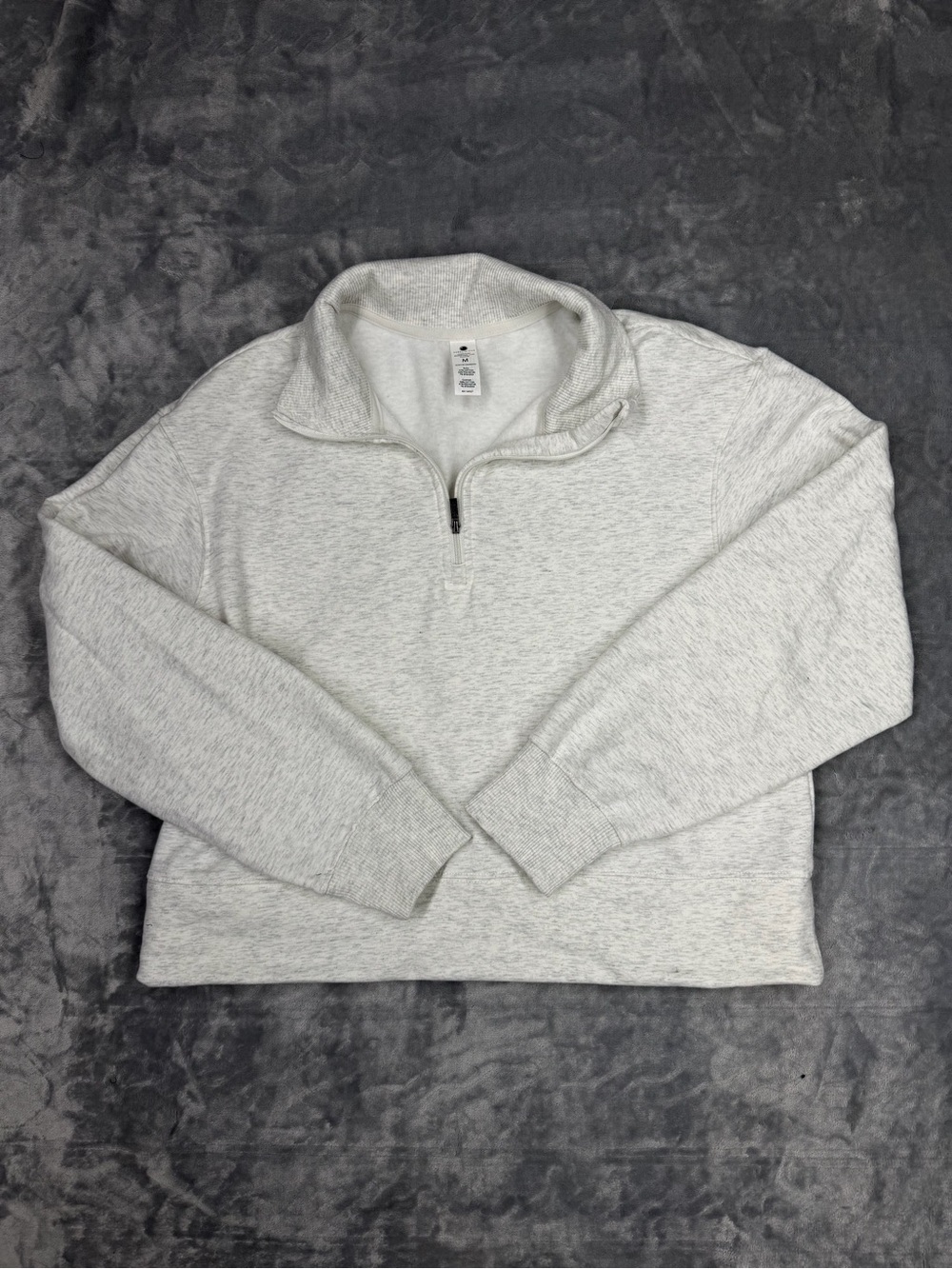 Yogalicious Cloud Plush 1/2 Zip Pullover Light Grey Slightly Cropped Sweater